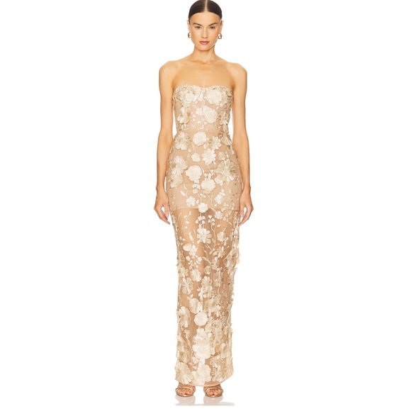 Bronx & Banco Jasmine Maxi Dress in Gold & Floral - Picture 1 of 2